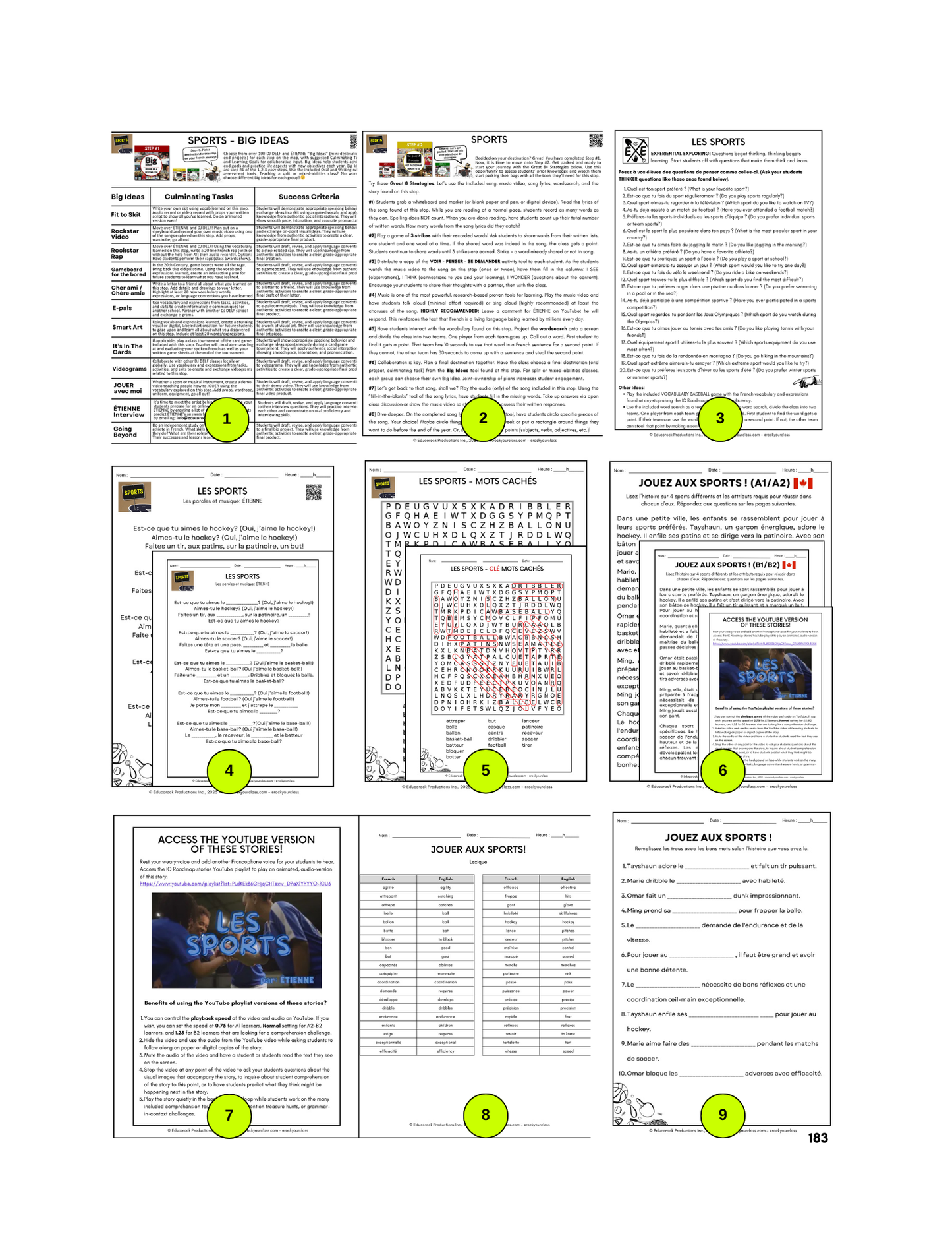 LES SPORTS (Pré-A1 beginner to B2 advanced levels) FULL FOREVER RESOURCE PLATFORM ACCESS