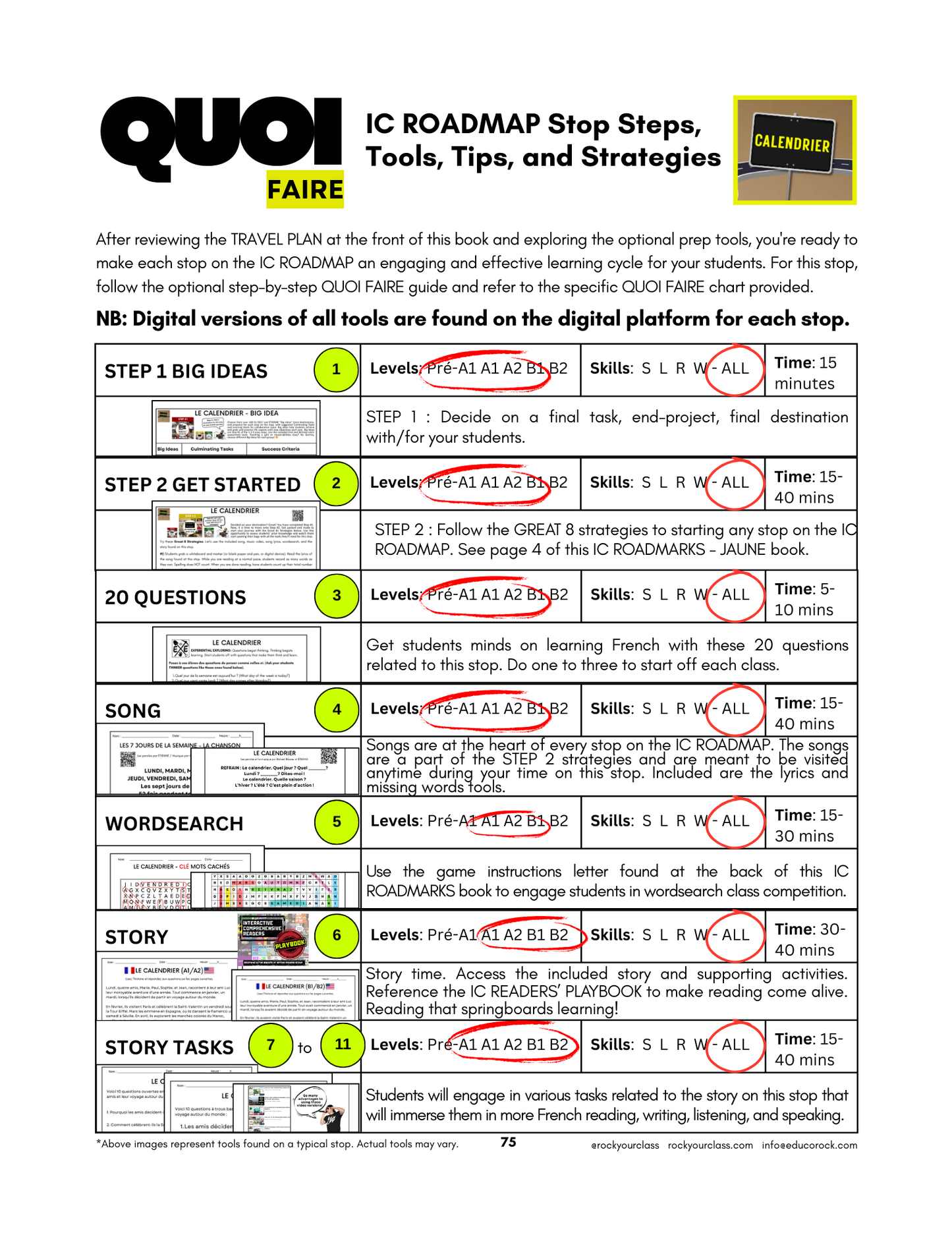 CALENDRIER (Pré-A1 beginner to B2 advanced levels) FULL FOREVER RESOURCE PLATFORM ACCESS