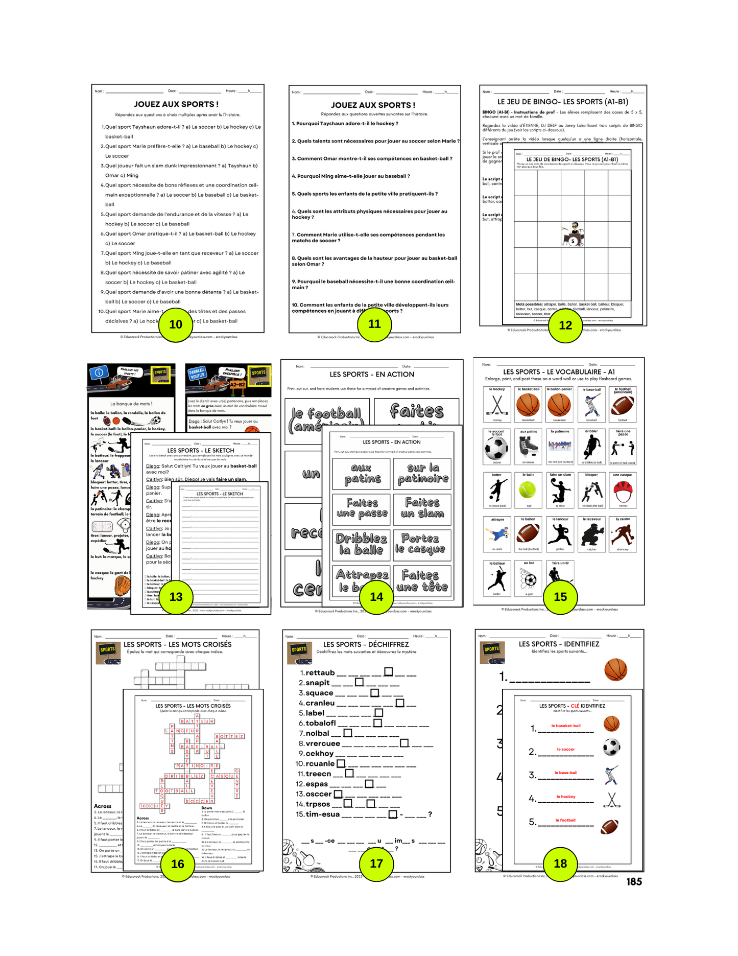 LES SPORTS (Pré-A1 beginner to B2 advanced levels) FULL FOREVER RESOURCE PLATFORM ACCESS