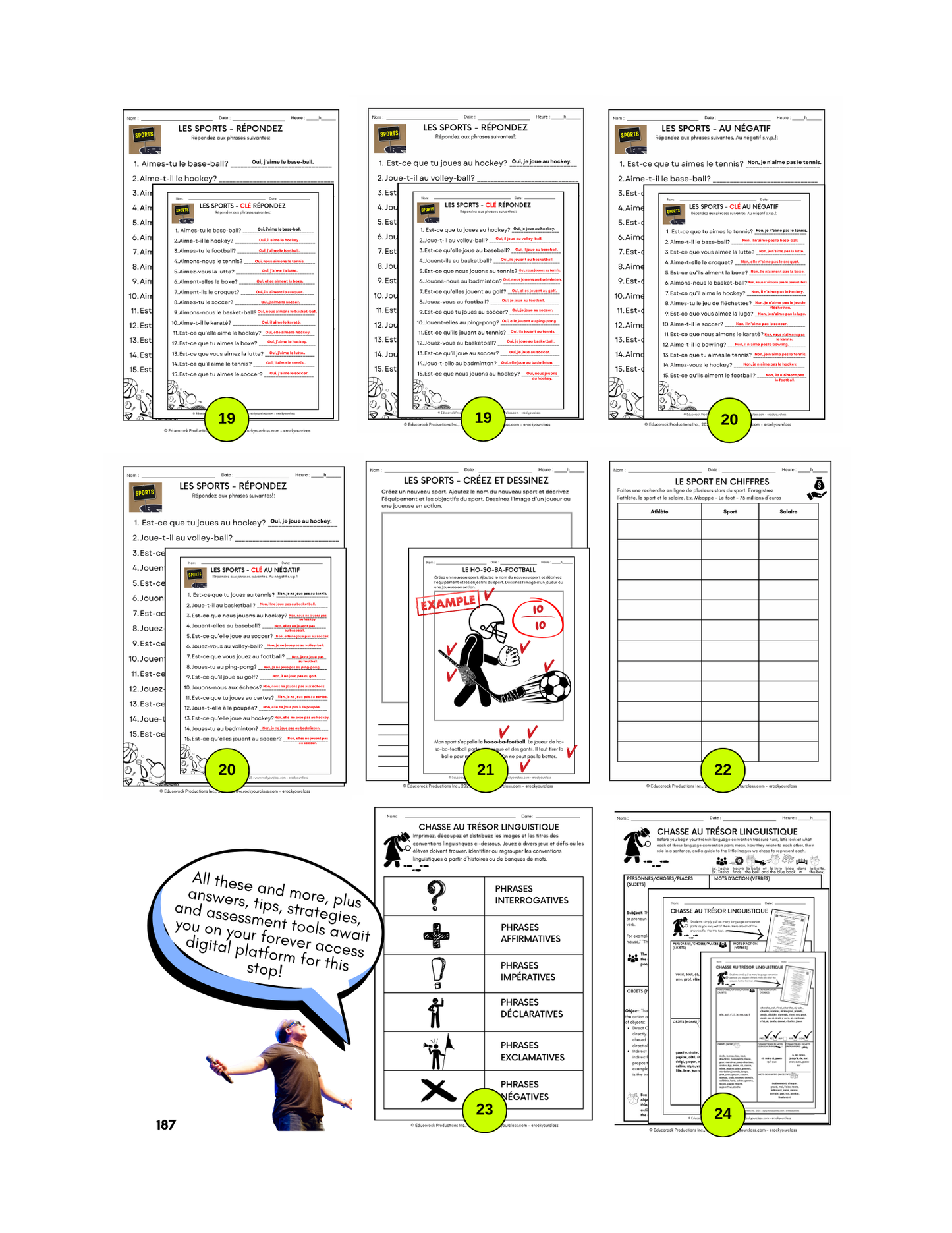 LES SPORTS (Pré-A1 beginner to B2 advanced levels) FULL FOREVER RESOURCE PLATFORM ACCESS