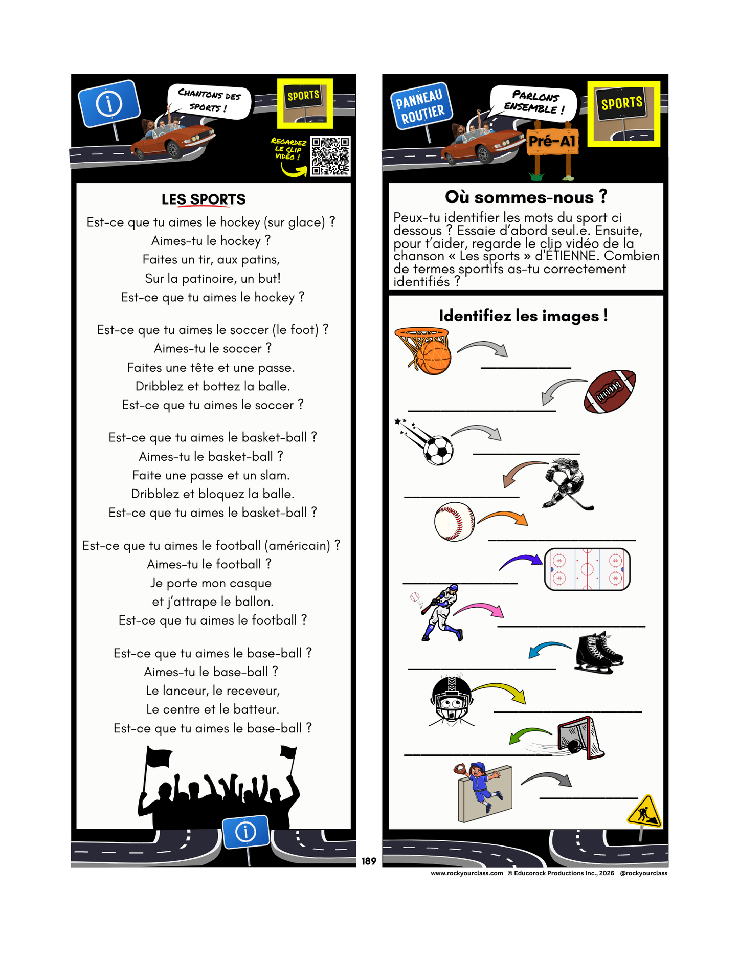 LES SPORTS (Pré-A1 beginner to B2 advanced levels) FULL FOREVER RESOURCE PLATFORM ACCESS