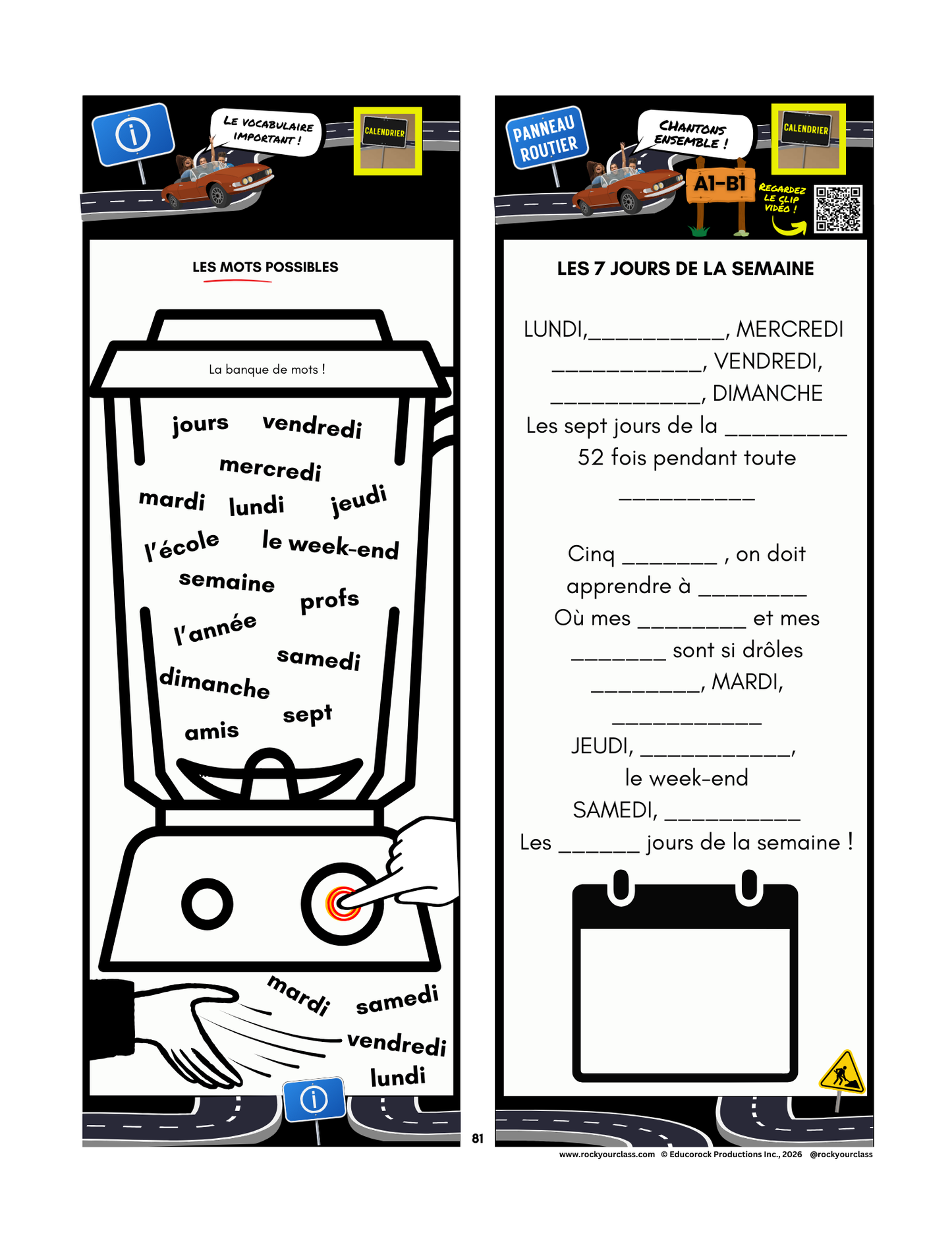 CALENDRIER (Pré-A1 beginner to B2 advanced levels) FULL FOREVER RESOURCE PLATFORM ACCESS