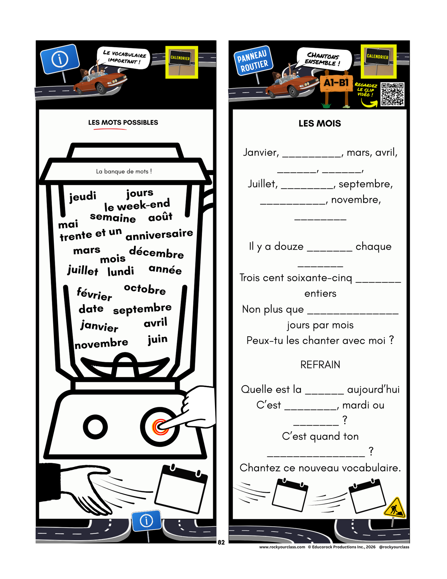 CALENDRIER (Pré-A1 beginner to B2 advanced levels) FULL FOREVER RESOURCE PLATFORM ACCESS