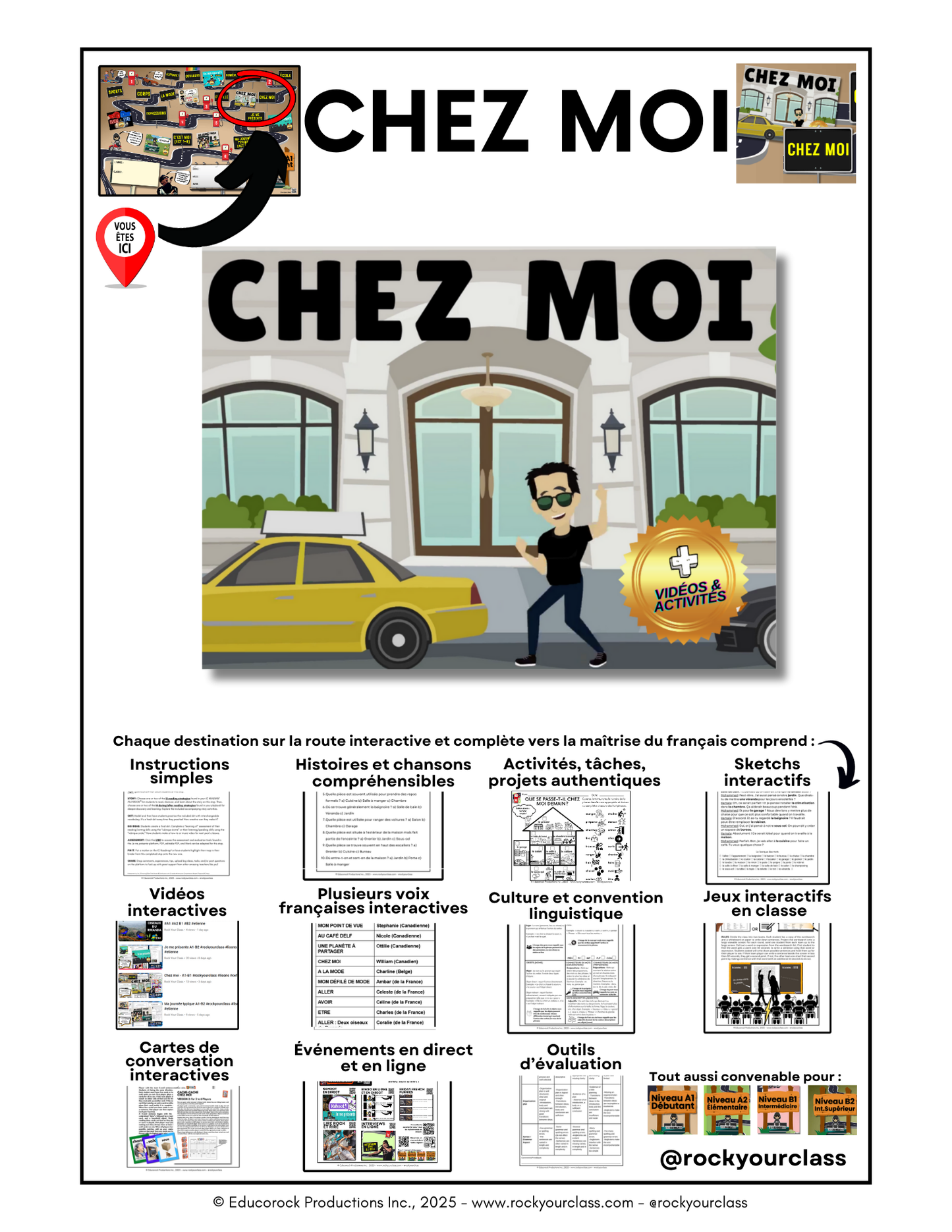 CHEZ MOI (Pré-A1 beginner to B2 advanced levels) FULL FOREVER RESOURCE PLATFORM ACCESS