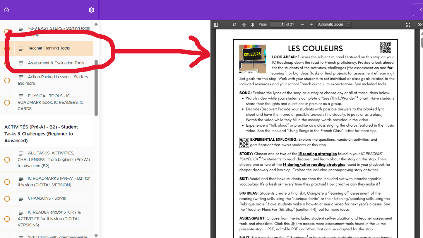 COULEURS (Pré-A1 beginner to B2 advanced levels) FULL FOREVER RESOURCE PLATFORM ACCESS