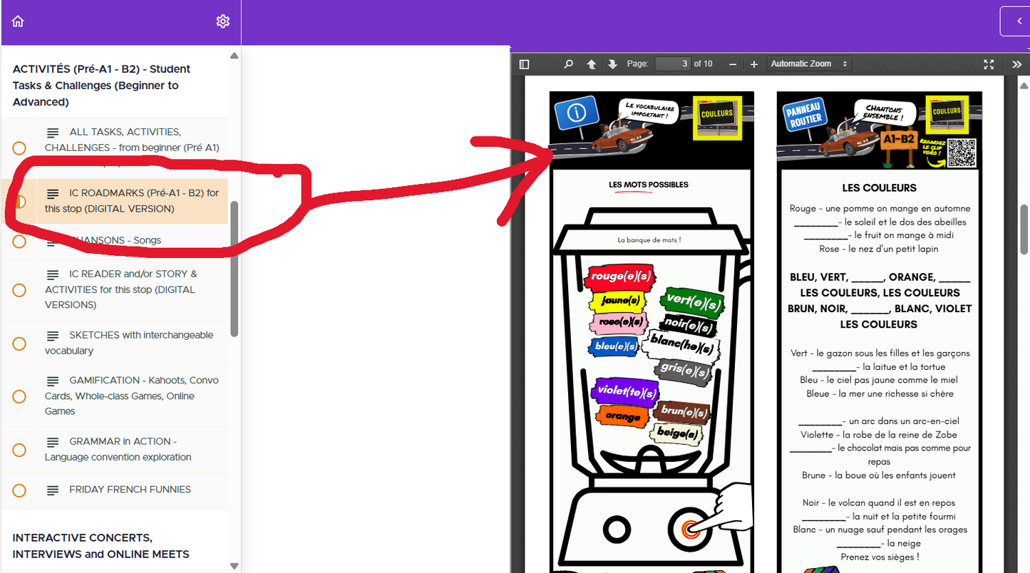 COULEURS (Pré-A1 beginner to B2 advanced levels) FULL FOREVER RESOURCE PLATFORM ACCESS