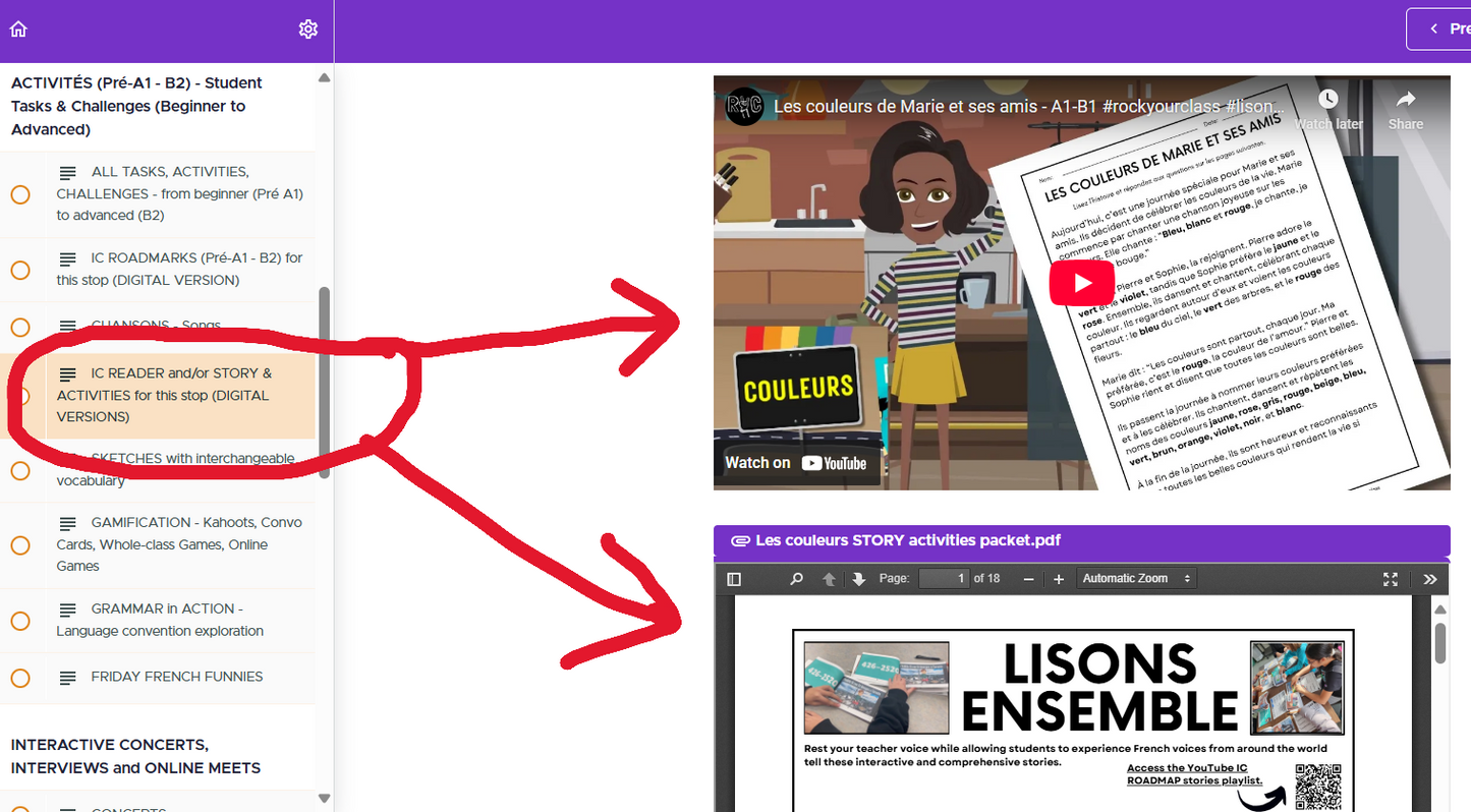 COULEURS (Pré-A1 beginner to B2 advanced levels) FULL FOREVER RESOURCE PLATFORM ACCESS