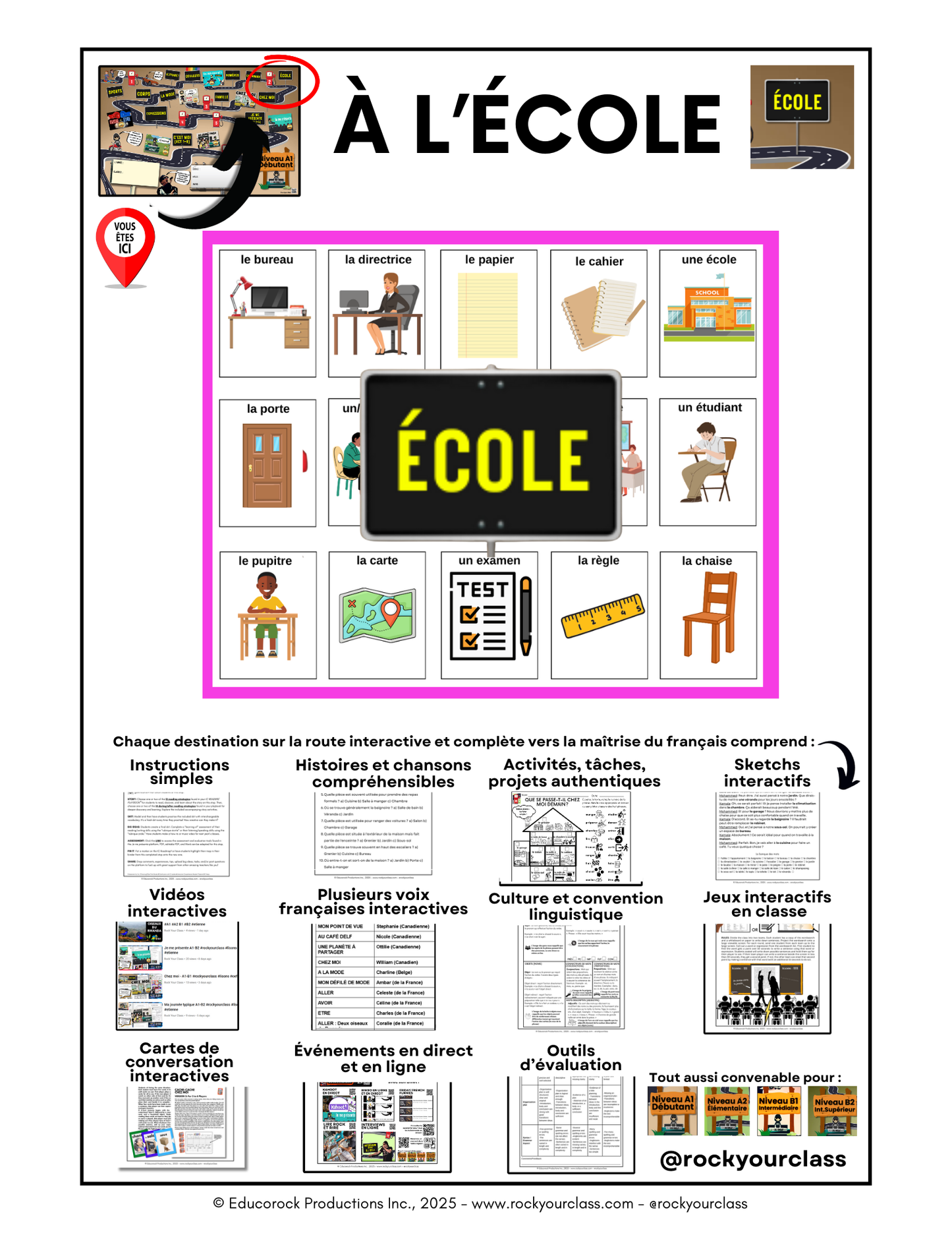 ÉCOLE (Pré-A1 beginner to B2 advanced levels) FULL FOREVER RESOURCE PLATFORM ACCESS