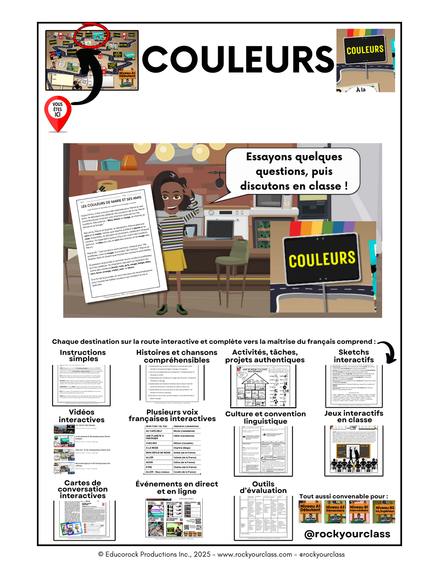 COULEURS (Pré-A1 beginner to B2 advanced levels) FULL FOREVER RESOURCE PLATFORM ACCESS