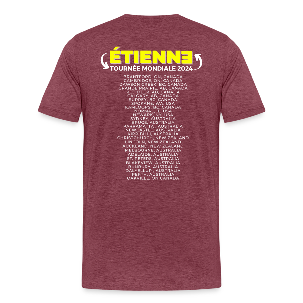 ÉTIENNE - 2024 World Tour Men's Sizes Rock T-shirt - heather burgundy