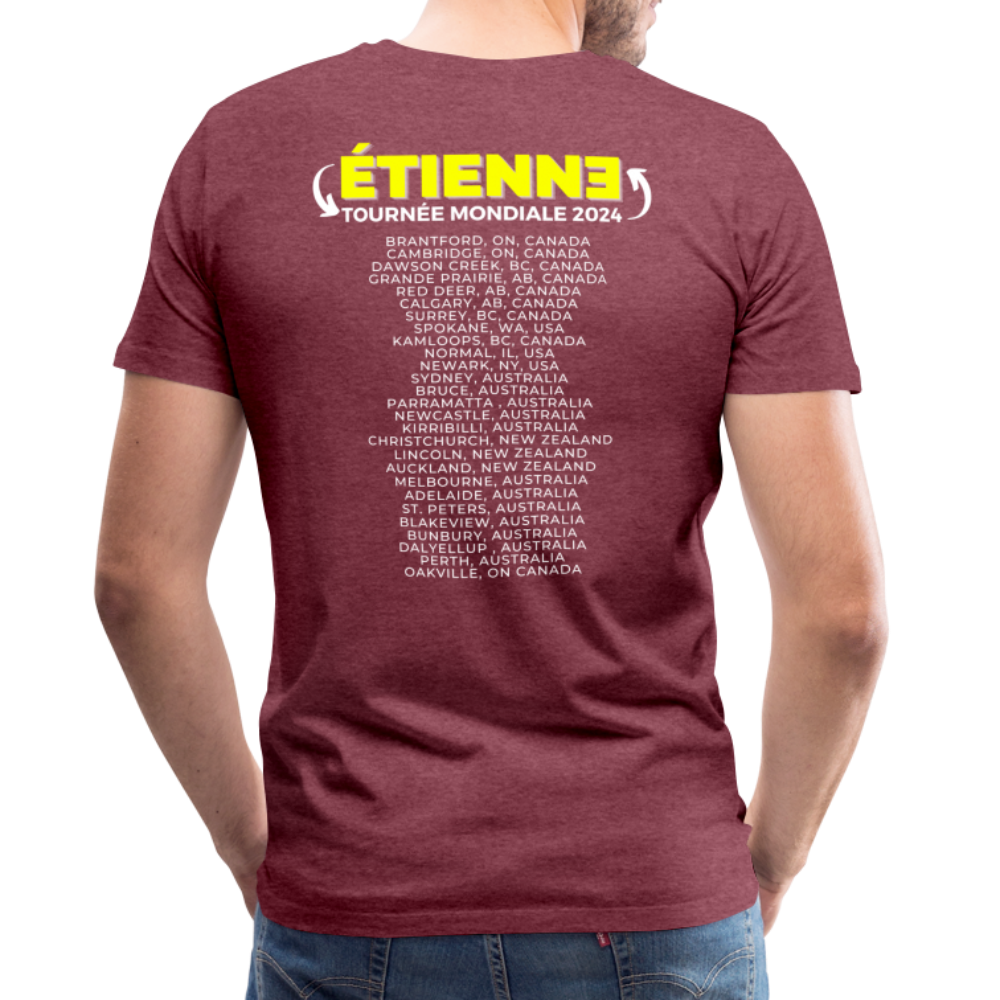 ÉTIENNE - 2024 World Tour Men's Sizes Rock T-shirt - heather burgundy