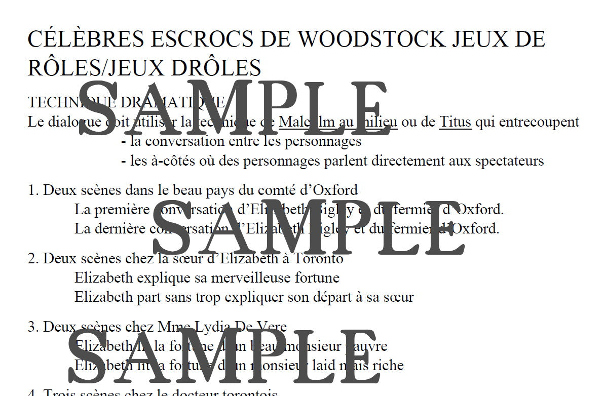 Célèbres escrocs de Woodstock - French story time