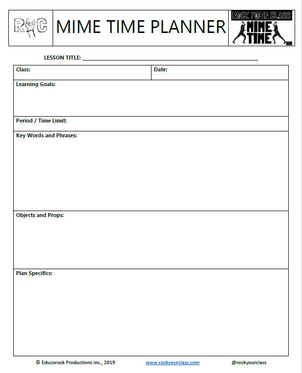 MIME TIME Lesson Plan Pack #rockyourclass