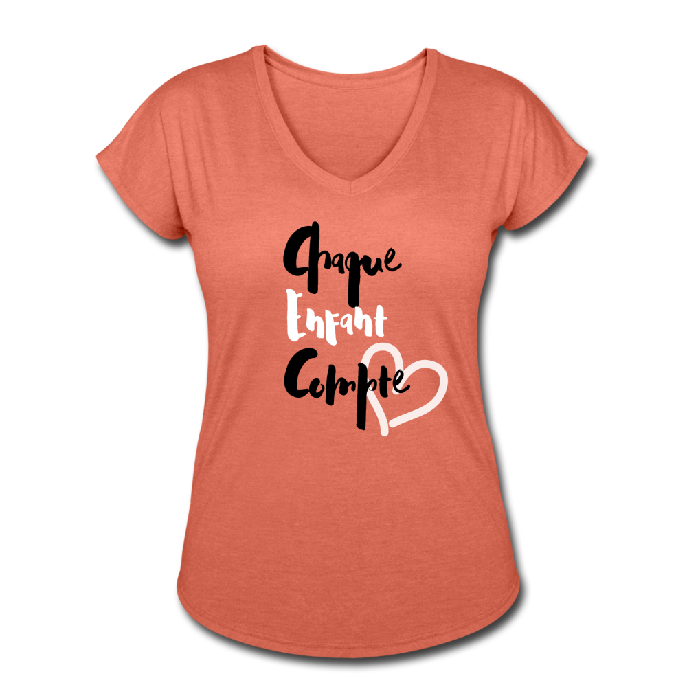 Chaque enfant compte - ORANGE SHIRT DAY - Women's Tri-Blend V-Neck T-Shirt - heather bronze