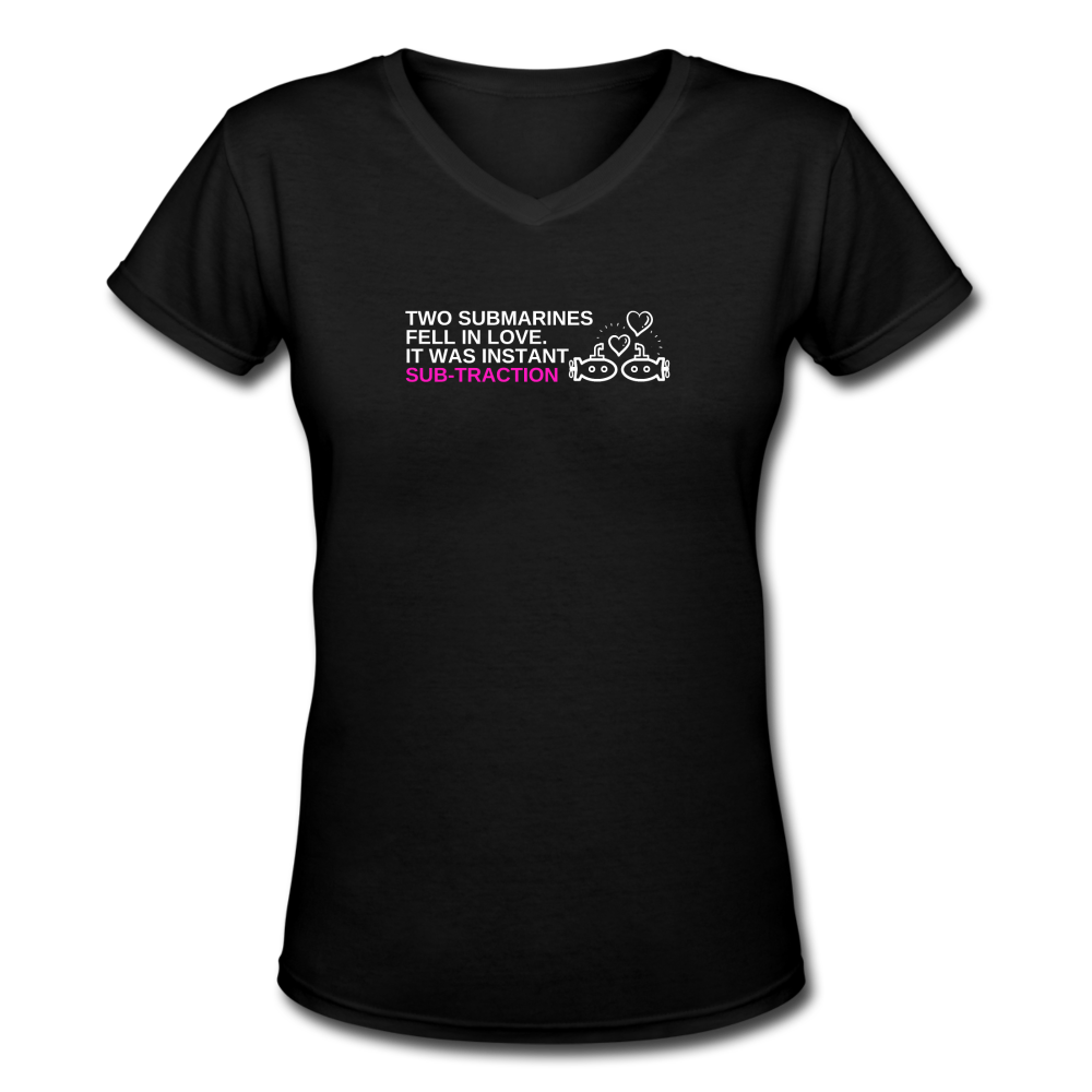 Instant subtraction - Women's V-Neck Math T-Shirt - black