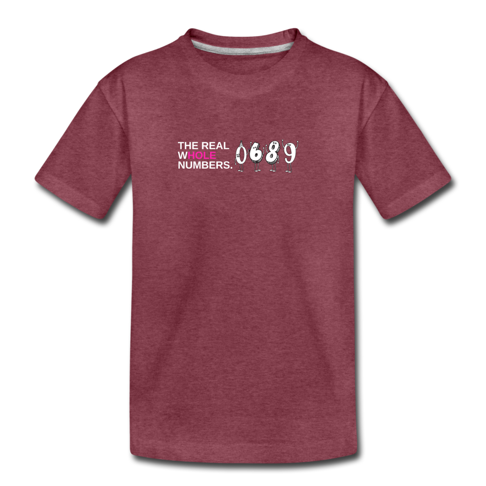 The Real Whole Numbers  - Kids' Premium Math T-Shirt - heather burgundy